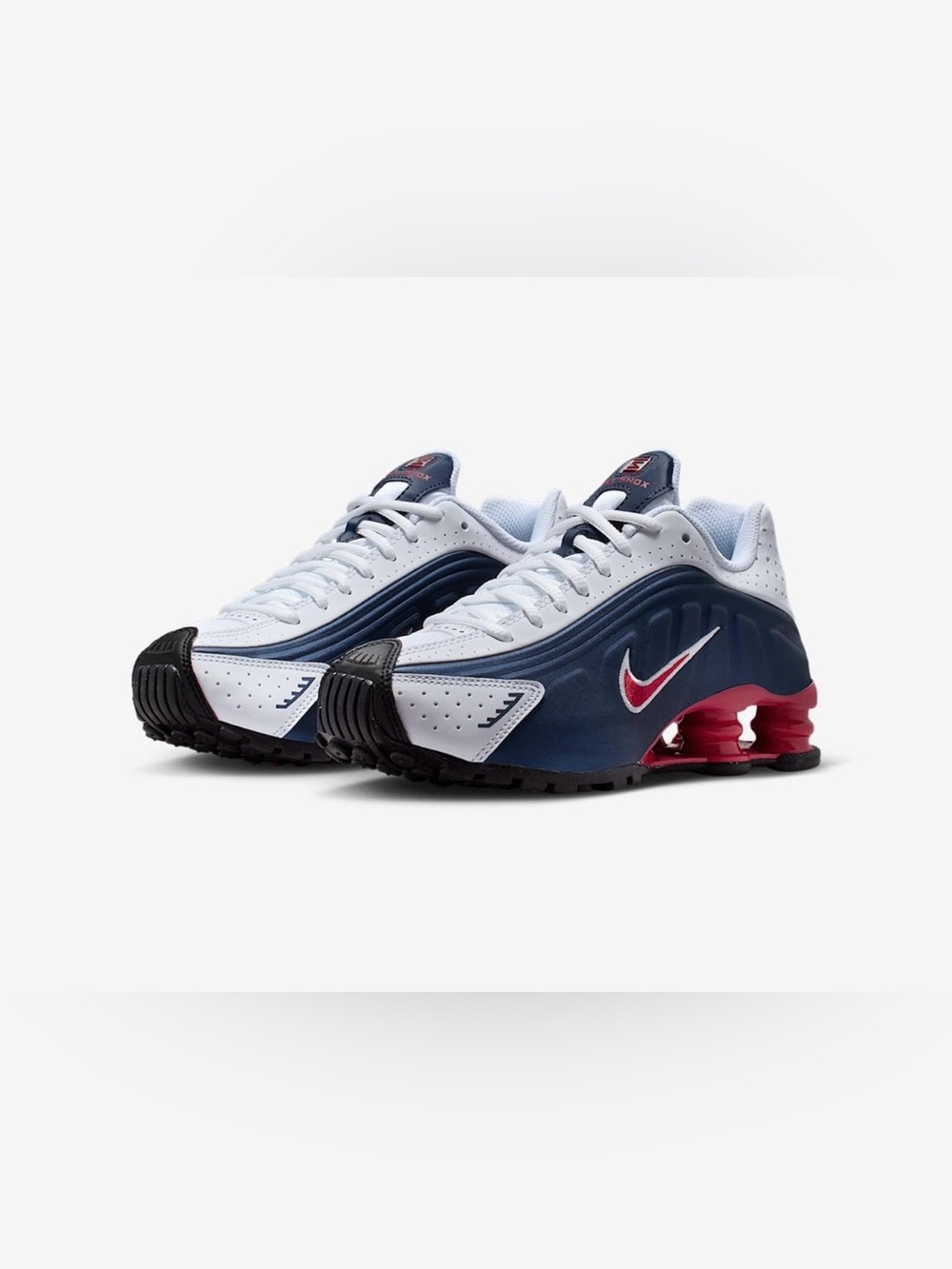 Nike Shox R4 Big Kids' Shoes (Midnight Navy/White/Metallic Silver/Gym Red)